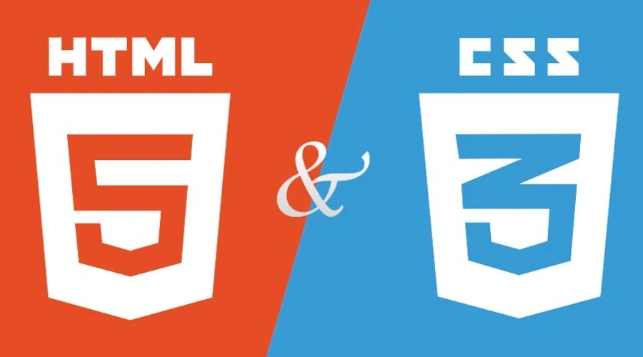 Imagem mostra metade com símbolo do CSS3 e, na outra metade, símbolo do HTML5