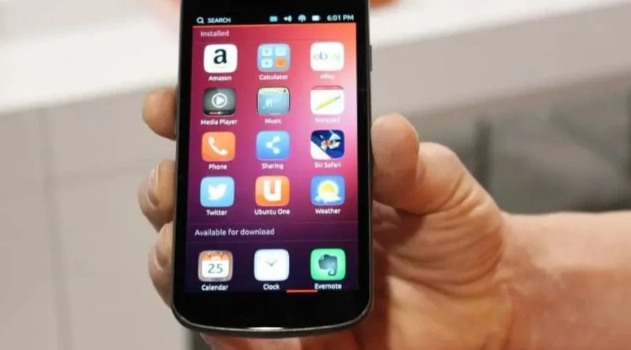 Celular Galaxy Nexus rodando versão de desenvolvimento do Ubuntu Touch