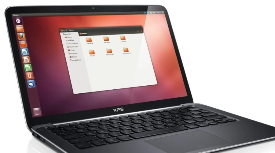 Imagem de divulgação de um notebook Dell rodando Ubuntu Linux