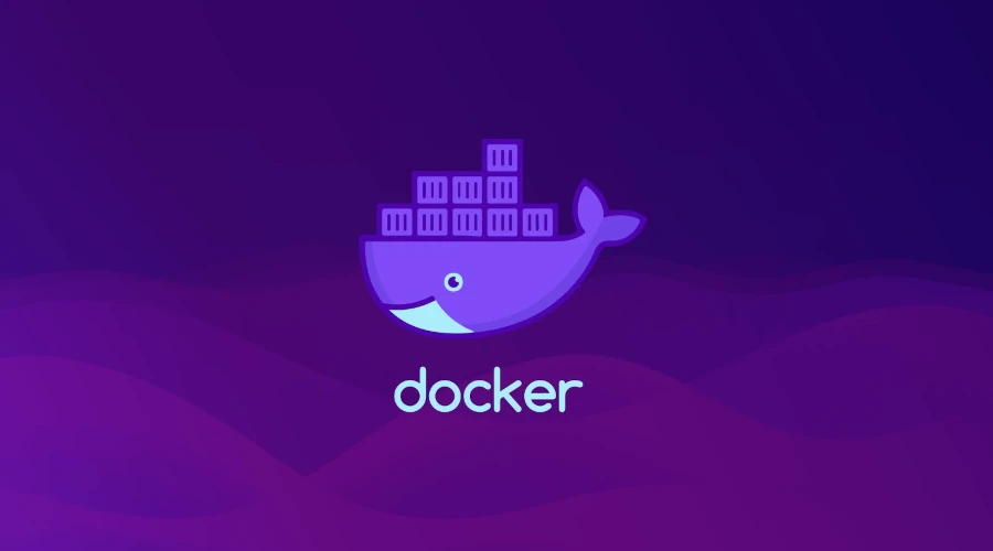 Logo do Docker em um fundo roxo