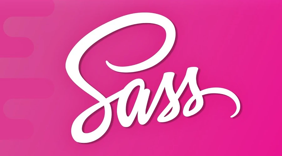 Logo do Sass num fundo rosa