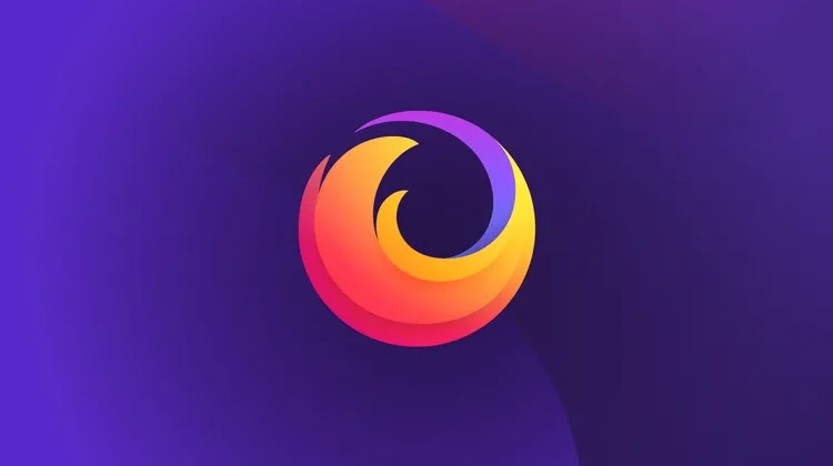 Logo simplificado do Firefox em um fundo lilás