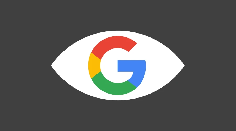 Logo do Google em uma elipse branca formando o que lembra um olho humano
