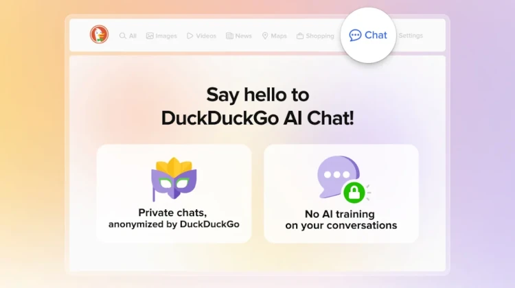 Ilustração minimalista mostra ícone de Chat na barra de tarefas dos DuckDuckGo