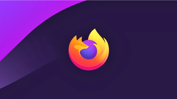 Logo do Firefox em um fundo roxo e lilás
