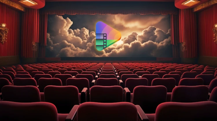 Logo do Showtime numa tela de projeção em um cinema antigo