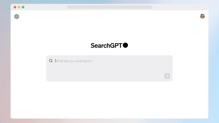 Captura de tela da página inicial do protótipo do SearchGPT