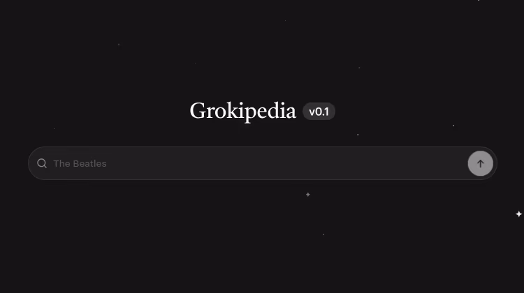 captura de tela da página inicial da grokpedia