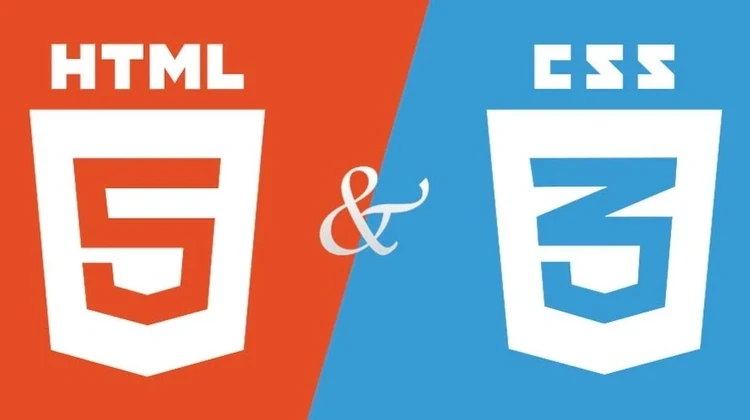 Imagem metade com símbolo do CSS3 e, na outra metade, símbolo do HTML5