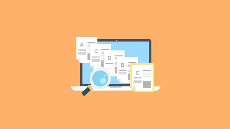 Ilustração de arquivo duplicados num notebook