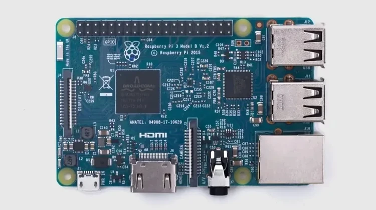 Imagem de close do Raspberry Pi 3 Model B