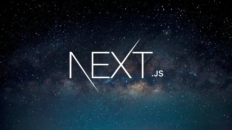 Logo do Next.js com uma foto de uma galáxia de fundo