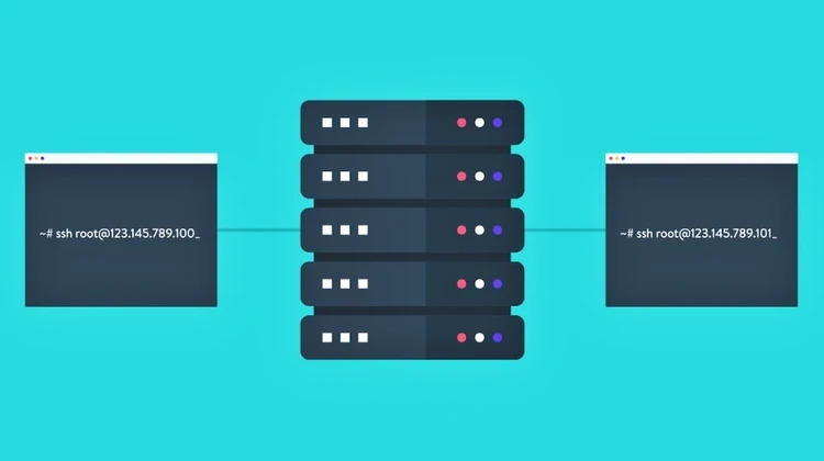 Ilustração mostra dois terminais se comunicando através de um servidor