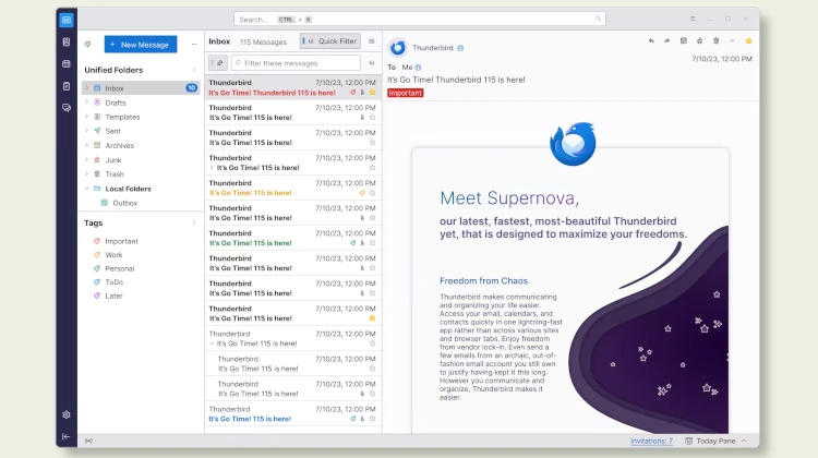Thunderbird 128 lançado com novidades na interface